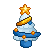 Frosty Christmas Tree (Blue & Gold, Blue Base)